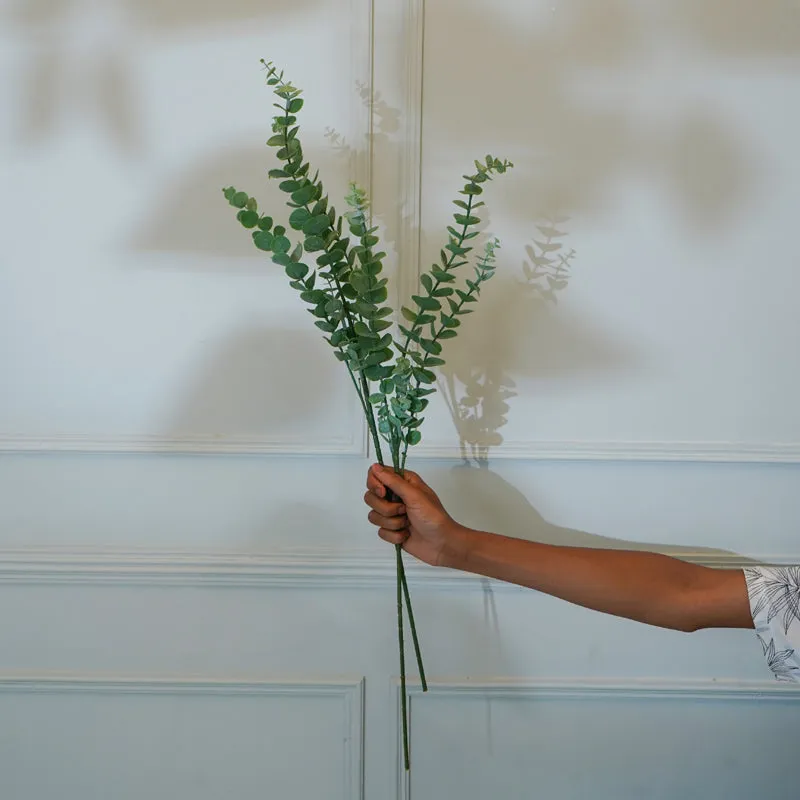 Faux Green Eucalyptus Flower Stick (30 CM) - Set Of Two media 1