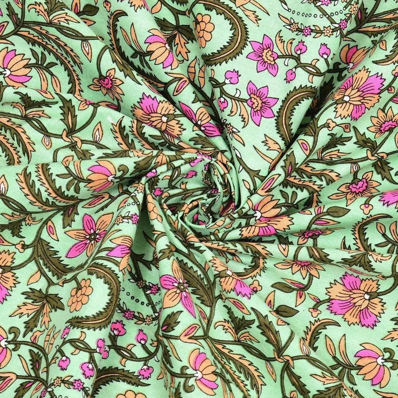 Formio Cotton Bedsheet (Green,Orange) - 240 TC media 5