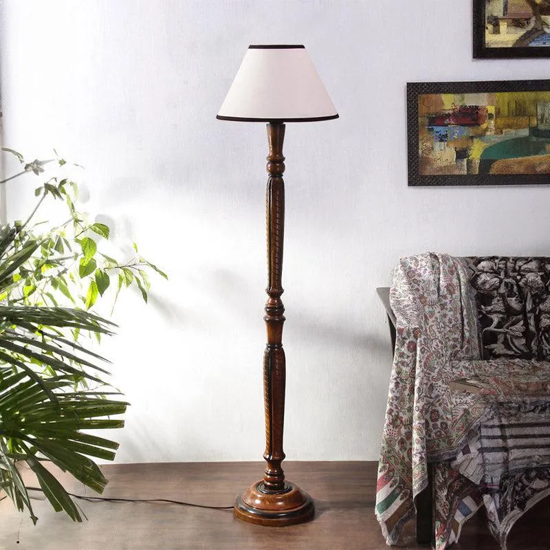 Hima Vintage Wooden Floor Lamp - White&Black media 3
