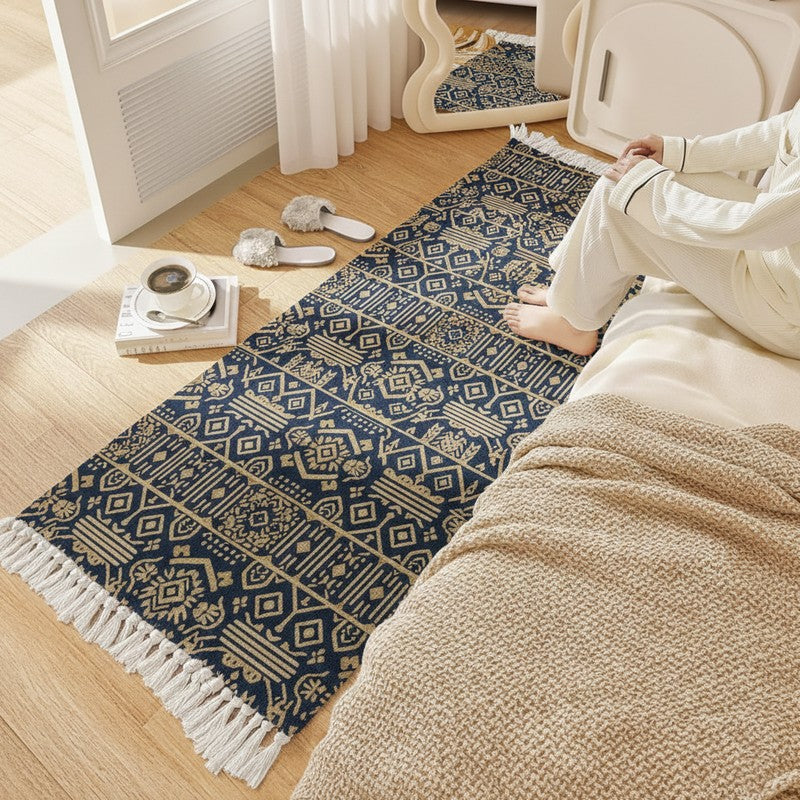 Indigo Geometric Runner Rug - 2 x 5 ft