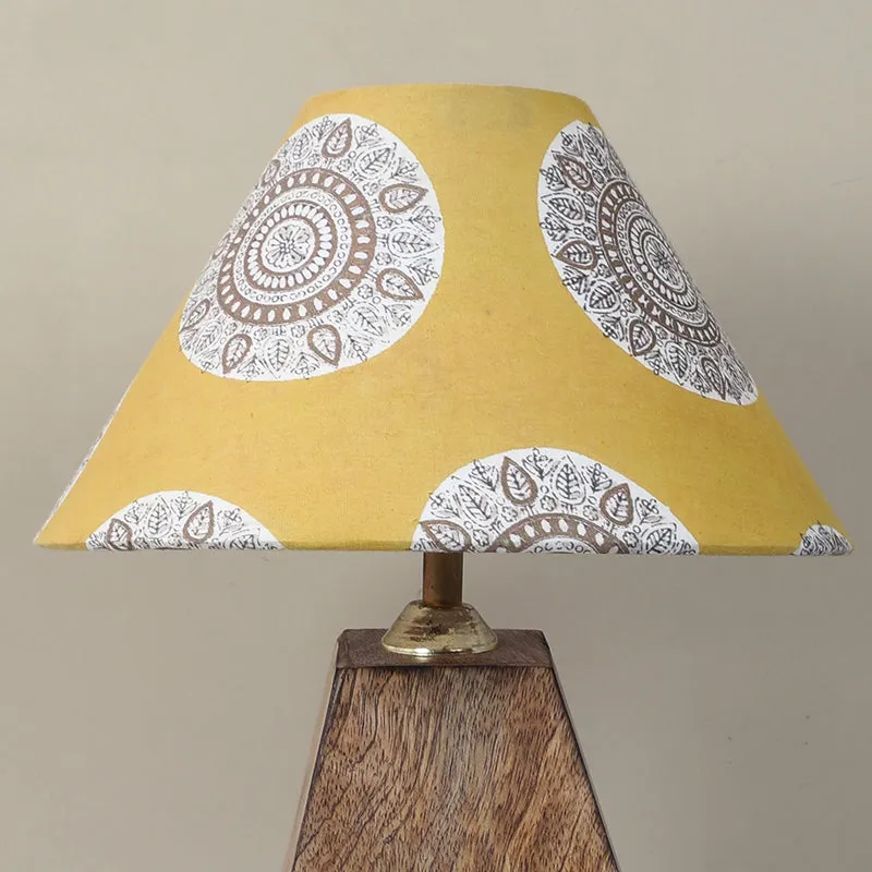 Mandala Merry Obelisk Printed Mango Wood Table Lamp - Brown,Yellow,White media 5