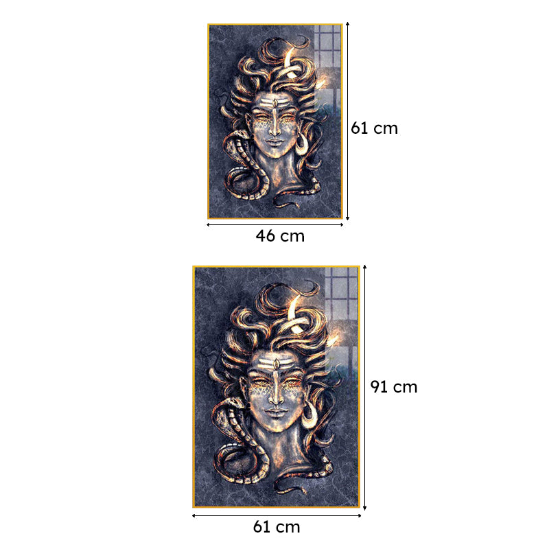 Suvarna Mahadeva Spiritual Canvas Wall Art With Frame - Gold media 6
