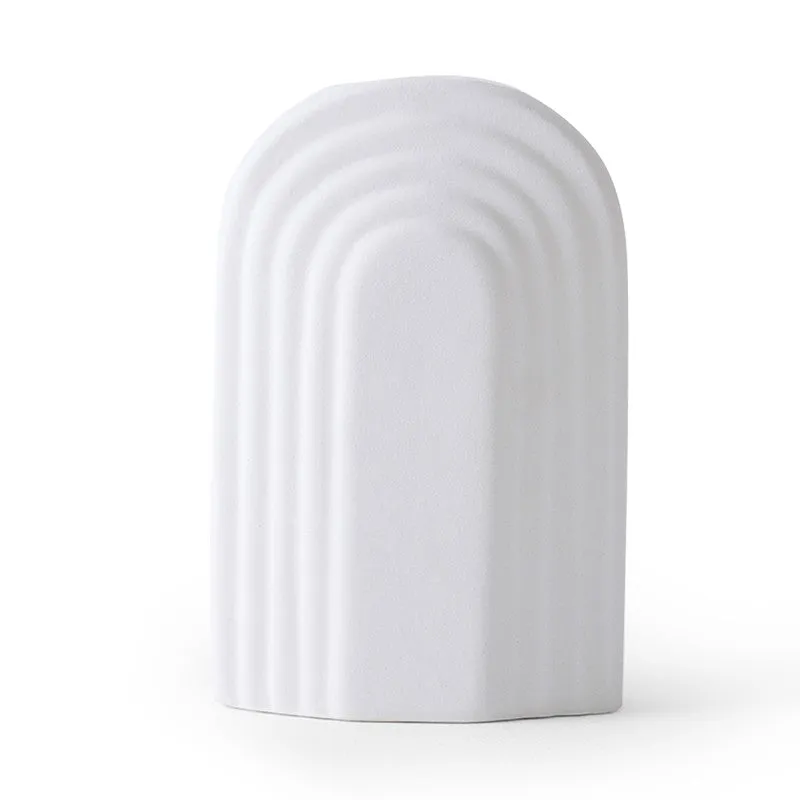 Arch Form Neutral Ceramic Vase - White media 3