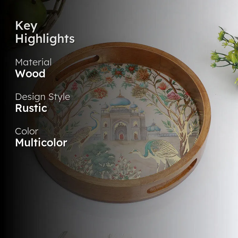 Royal Eden Round Wooden Serving Tray media 2