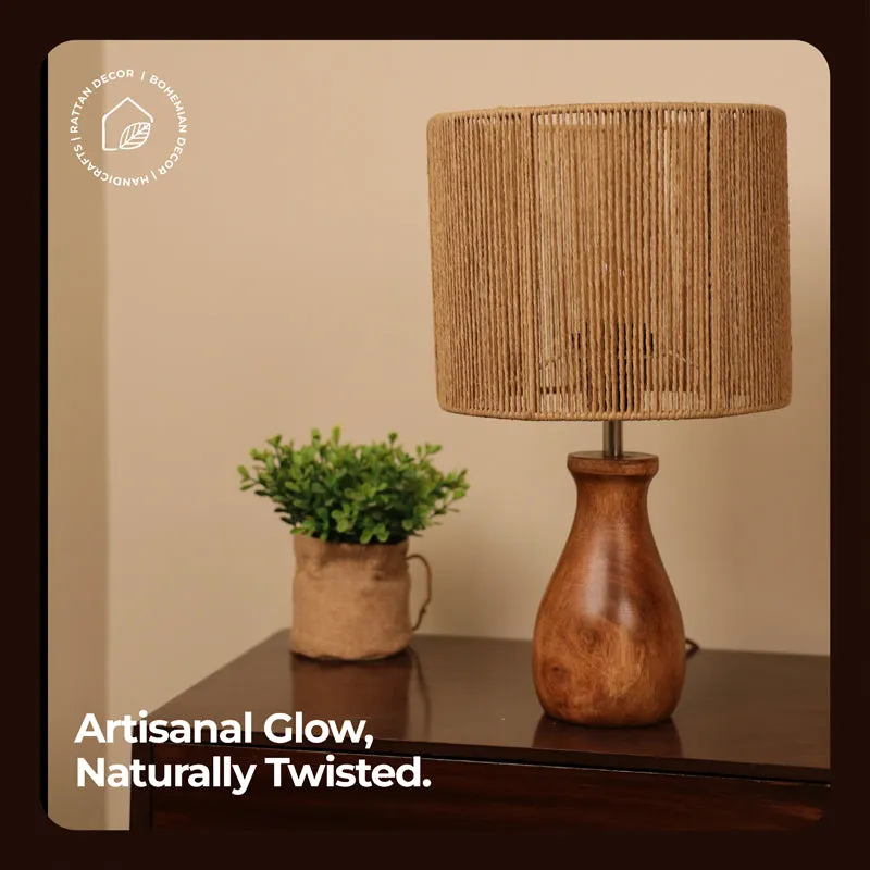 WhirlLit Rattan Mango Wood Table Lamp - Beige,Brown media 7