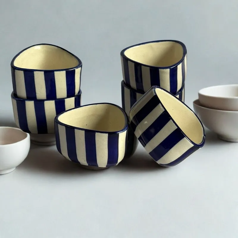 Annavya Ceramic Dip Bowls (Blue,White ,50 mL Each) - Set Of Six media 4