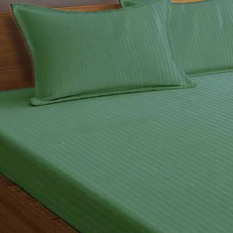 Cora Stripe Microfiber Bedsheet (Green) - 130 GSM media 5