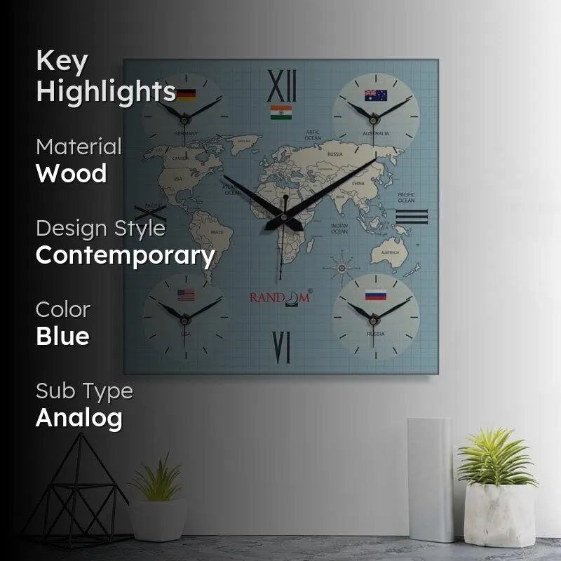 Around The World In 24 Hours Wall Clock - Blue media 2