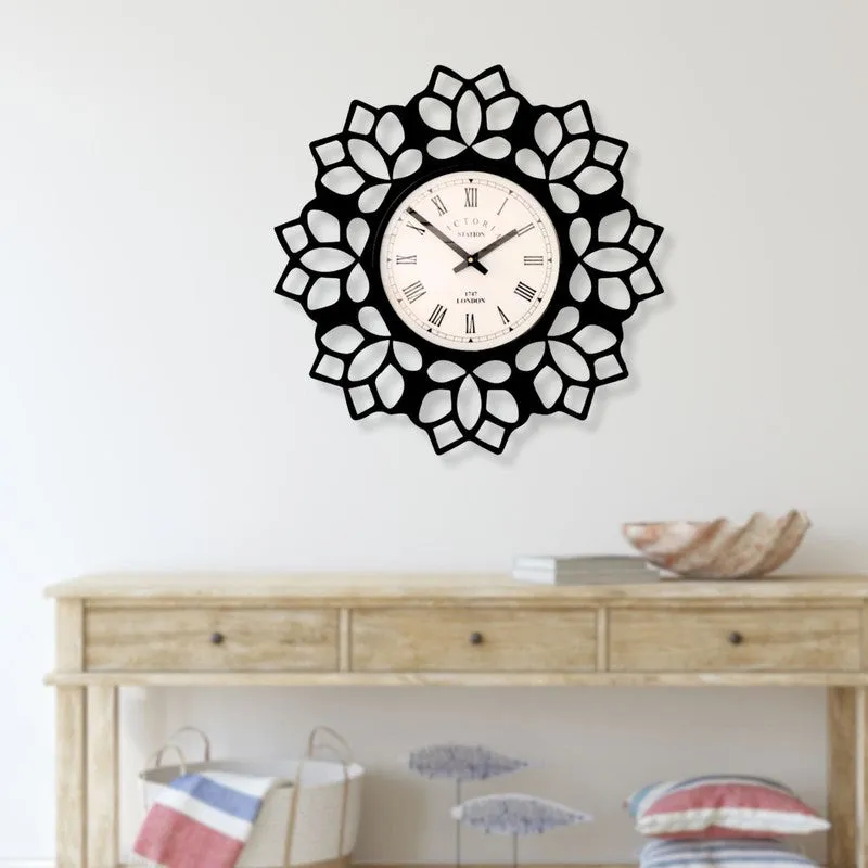 Petalora Steel Analog Wall Clock - Black media 3