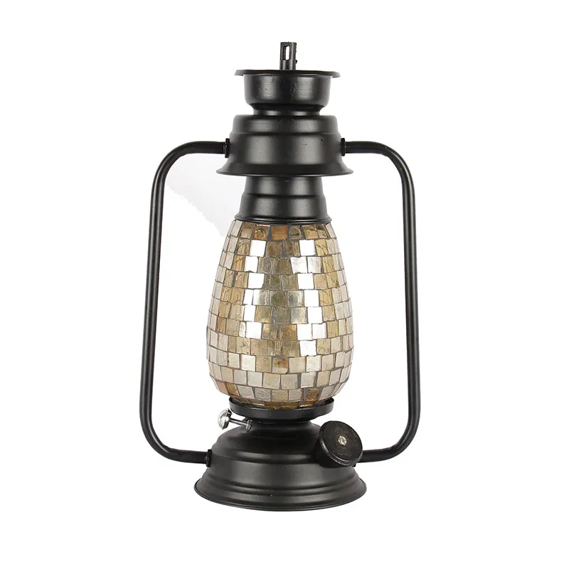 Avina Mosaic Lantern Iron Table Lamp - Gold,Black media 4