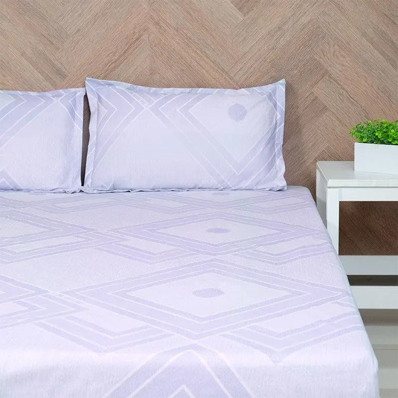 Neinia Printed Reversible Cotton Bedsheet (Purple,Green) - 170 TC media 1