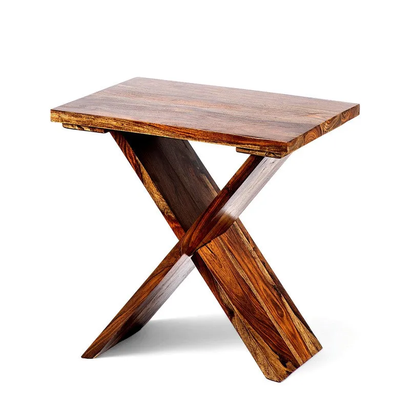Everox Sheesham Wooden Side & Bedside Table - Brown media 5