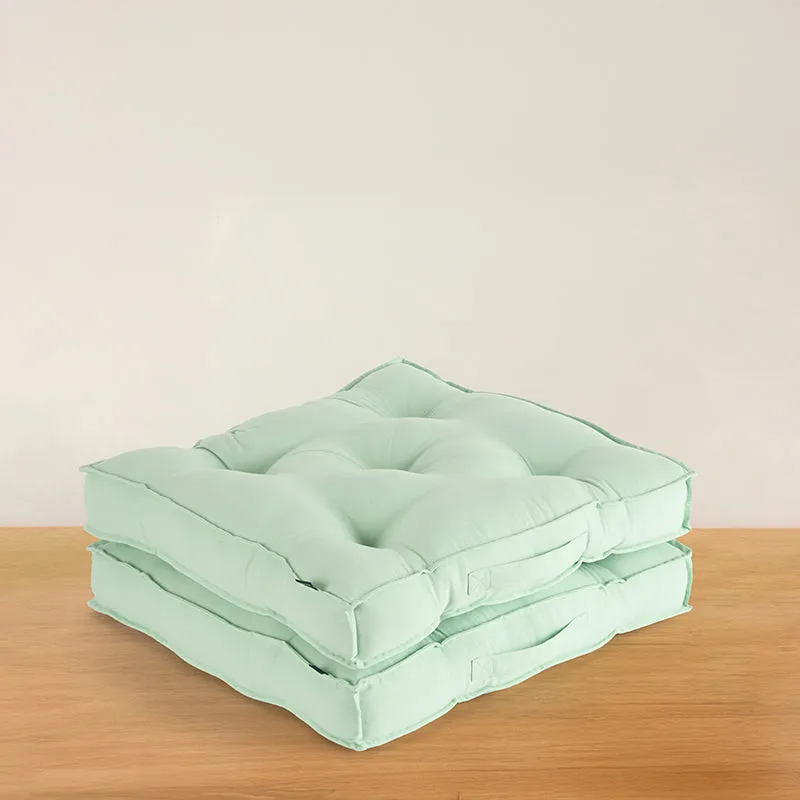 Cushflow Solid Cotton Floor Cushion (Sage Green) - Set Of Two media 1