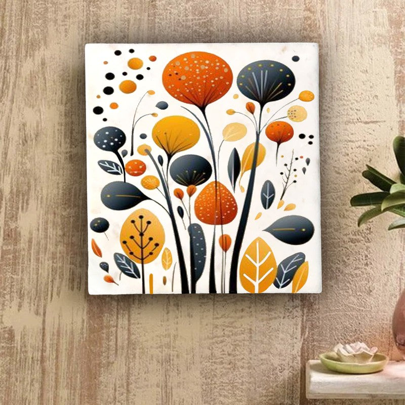 Colorburst Leaves Marble Wall Art - 10 Inches