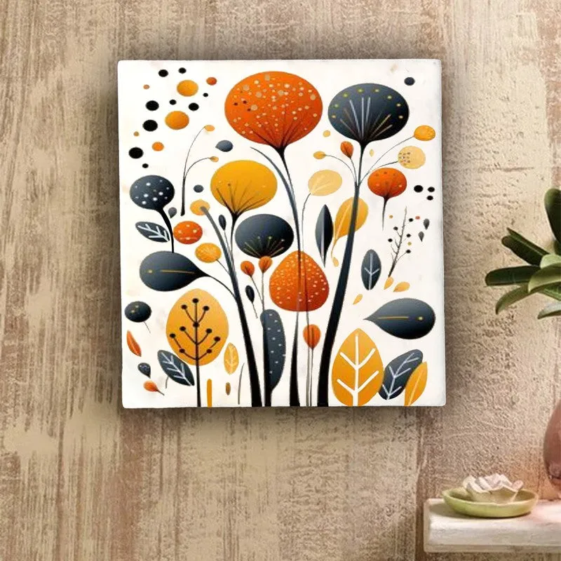 Colorburst Leaves Marble Wall Art - 10 Inches media 1