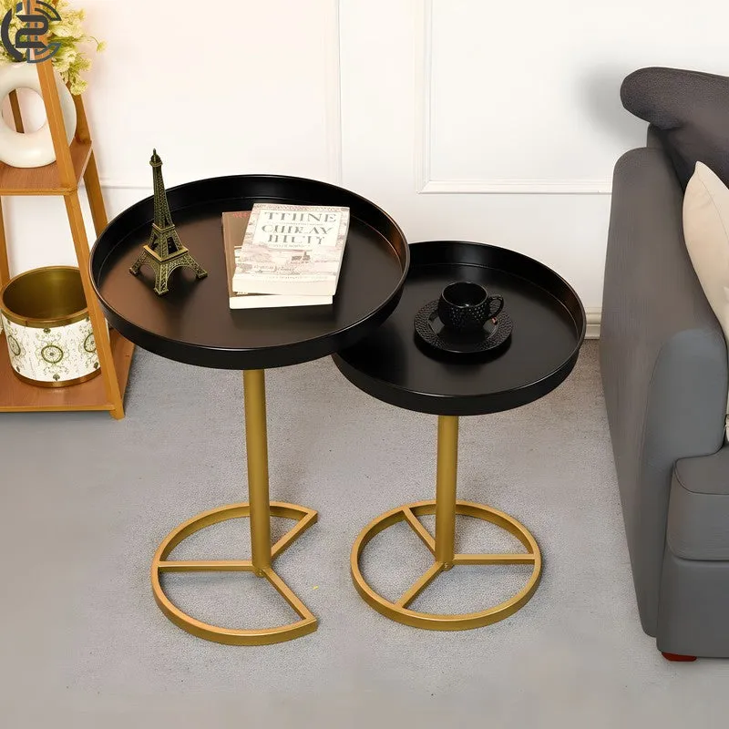 Zyro Nest Side Table (Black & Gold) - Set Of Two media 3