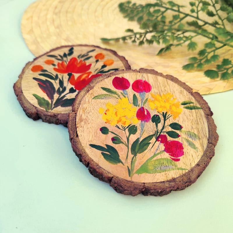 Flora Grace Handpainted Coaster -  Set Of Two media 4