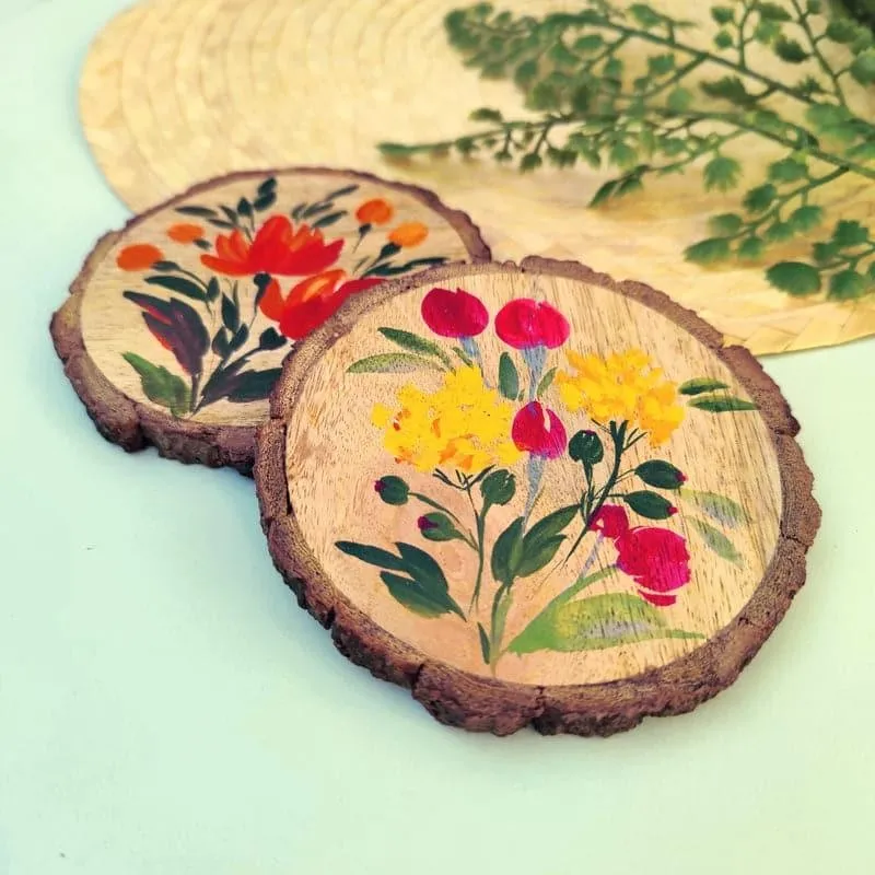 Flora Grace Handpainted Coaster - Set Of Two media 4