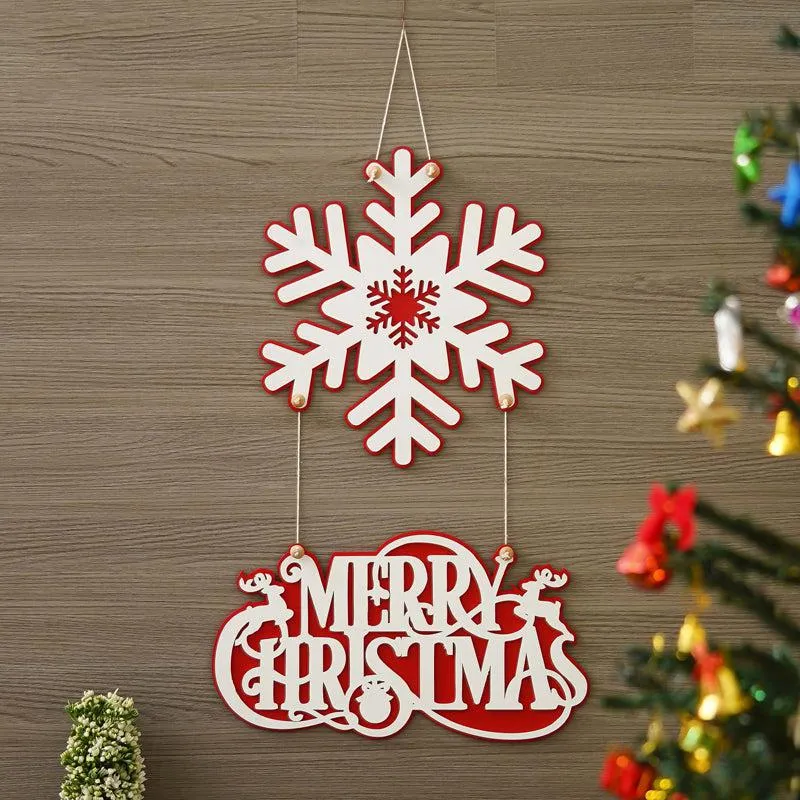 Merry Snowflakes Wood Christmas Wall Hanging media 3