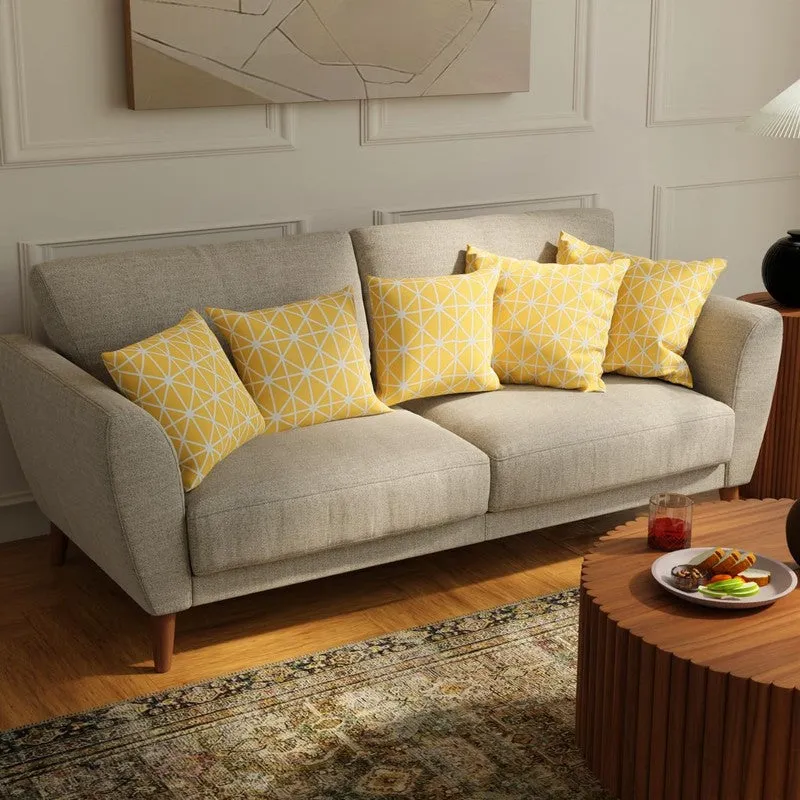 Urban Space Modern Geometric Yellow Cotton Cushion Covers - Set Of Five media 3