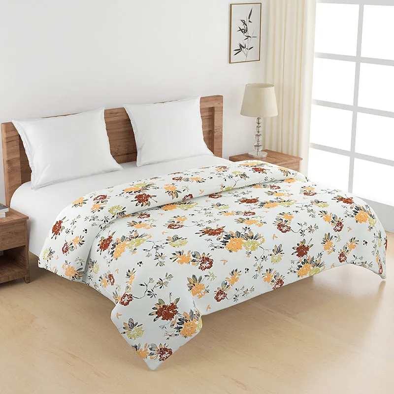 Swayam Ruvo Rosa Cotton Comforter (White,Yellow) - 150 GSM media 1