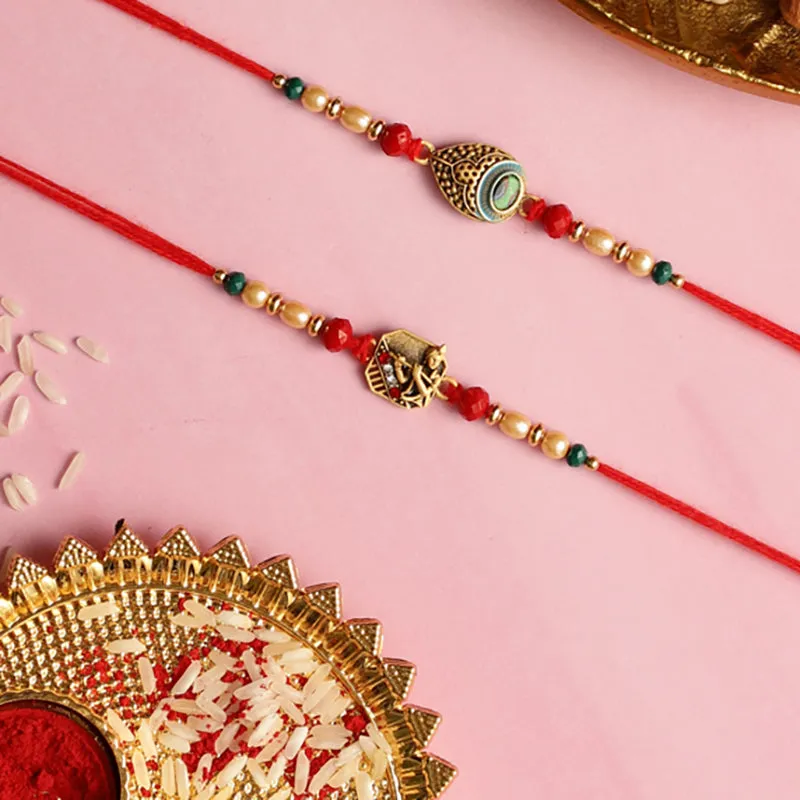 Krishna Rakhi with Roli Chawal - Three Piece Set media 3