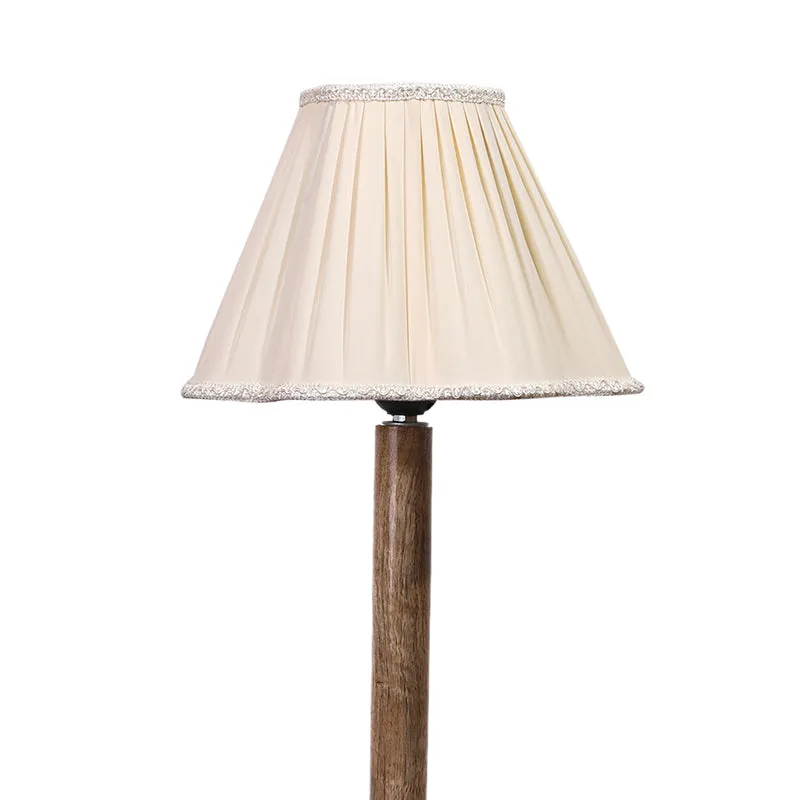 Petal Table Lamp With Wooden Base - Ivory,Brown media 6
