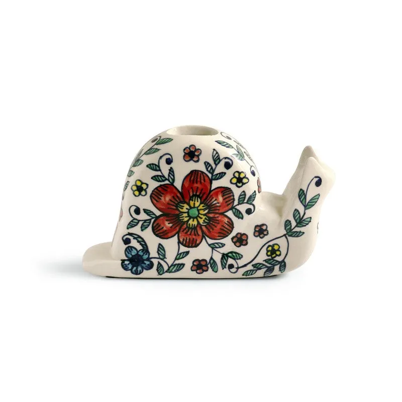 Floral Snail Handpainted Ceramic Showpiece media 4