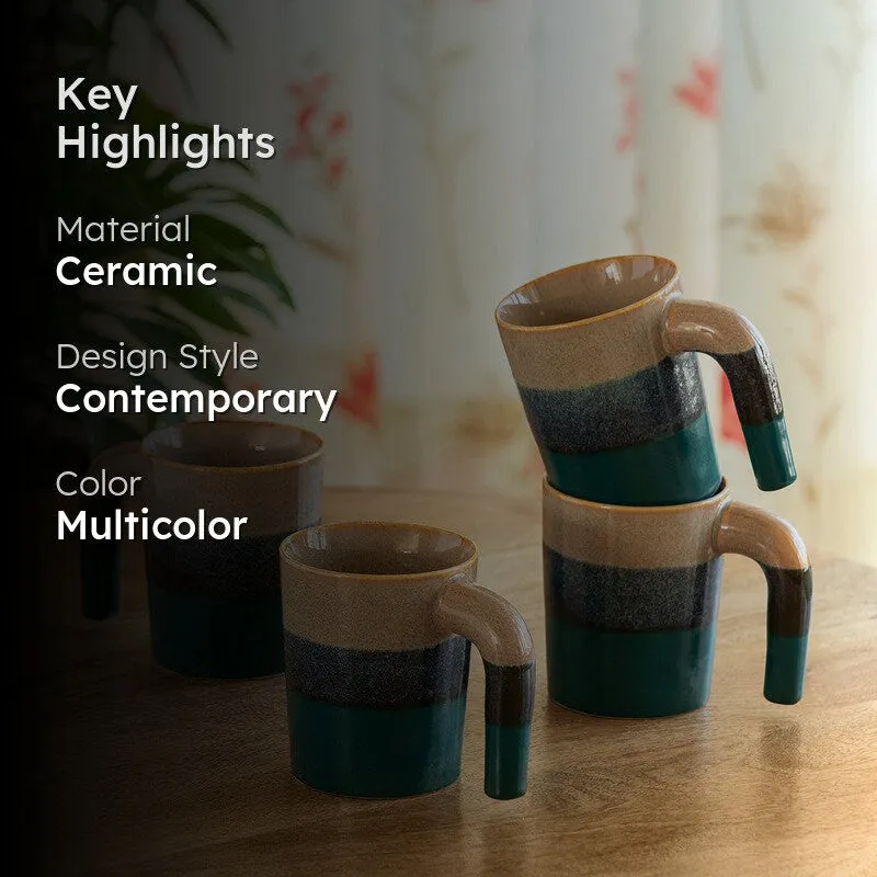 Two Toned Ceramic Coffee Mug (300 Ml Each) - Set Of Four media 2