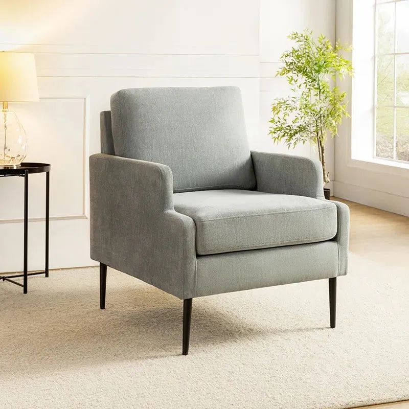 Nexora Neem Wood Accent Chair - Light Grey media 3
