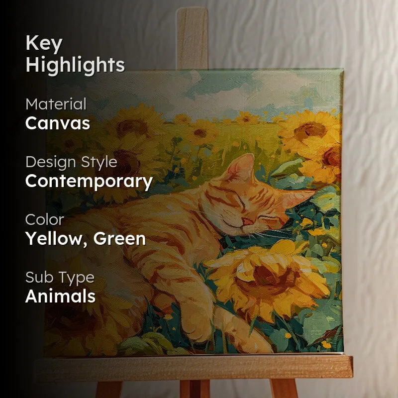 Sleepy Kitty Canvas Showpiece media 2