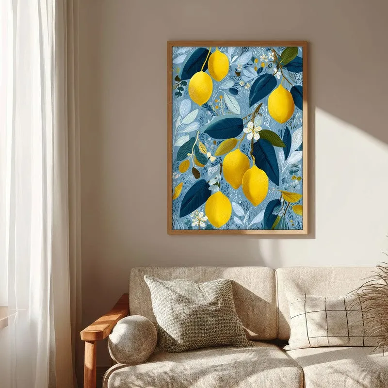 Zestara Lemon Branch Canvas Wall Painting With Brown Frame media 7