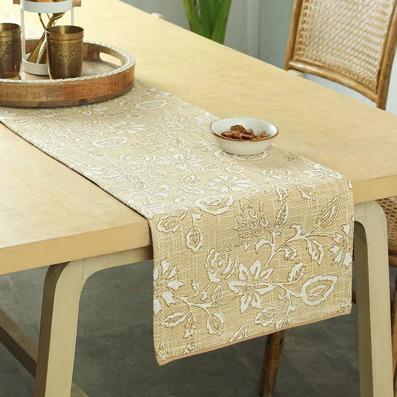 Willow Petal Cotton Table Runner - Beige media 1