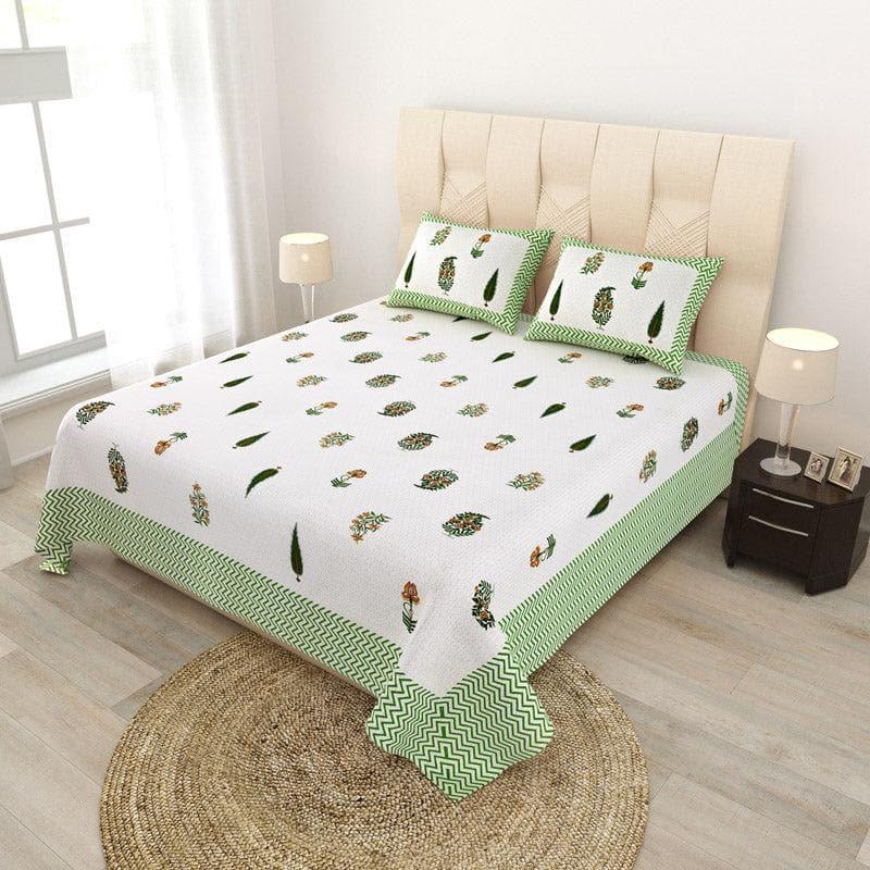 Chandrika Printed Cotton Bedsheet (Green) - 140 TC media 3