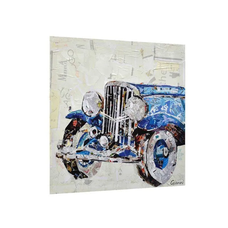 Blue Vintage Car Canvas Wall Art media 4