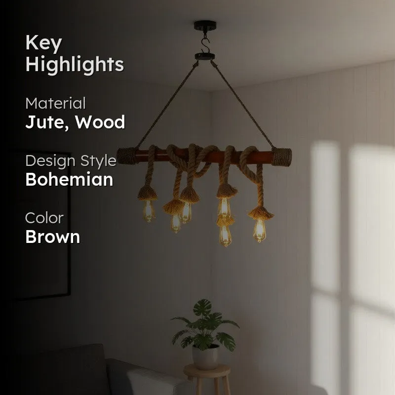 Rustic Rope Jute Ceiling Lamp media 2