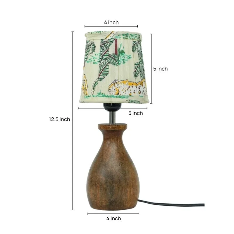 Mossleaf Wooden Base Cotton Table Lamp - Green,Brown media 5