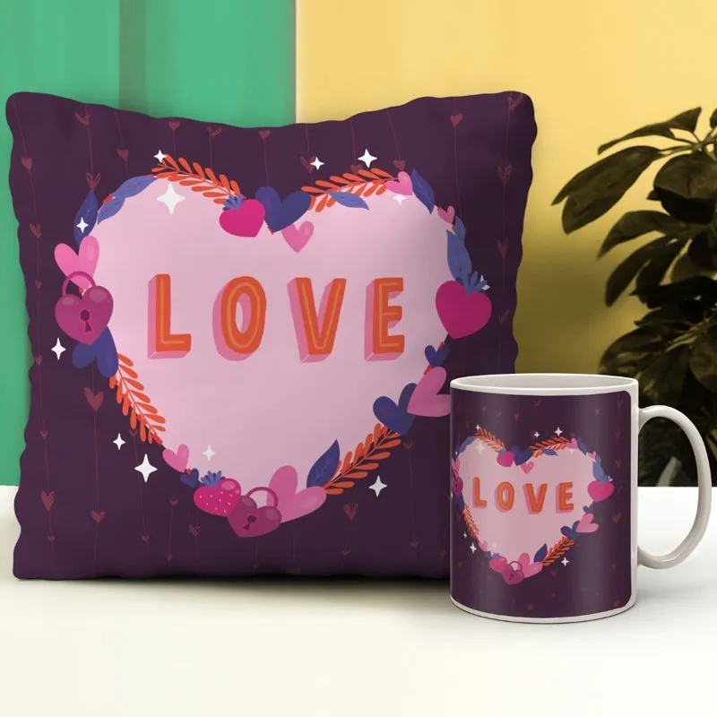 Heart Ballon Cushion Cover & Mug (300 ML) - Two Piece Set media 1