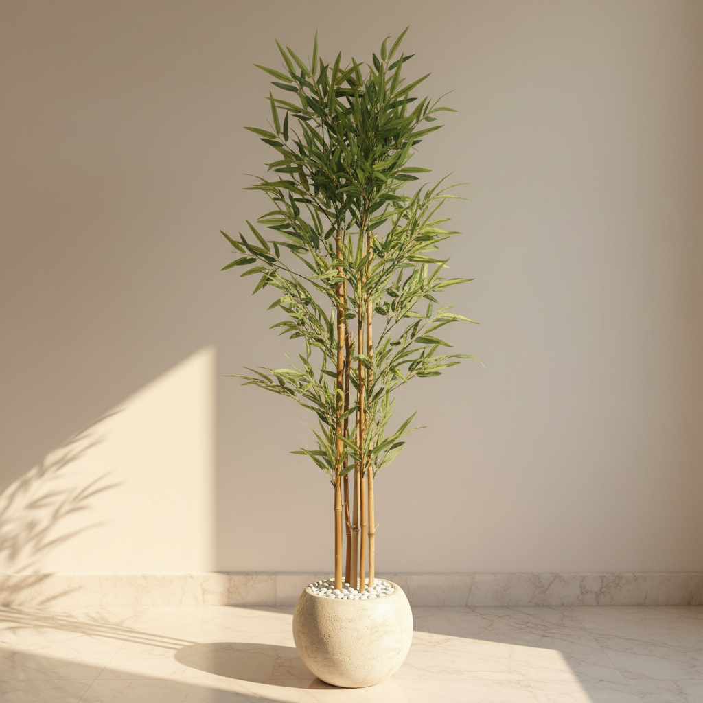 Greenea Evergreen Bamboo Plant With Black Fiber Pot - 4.9 Feet