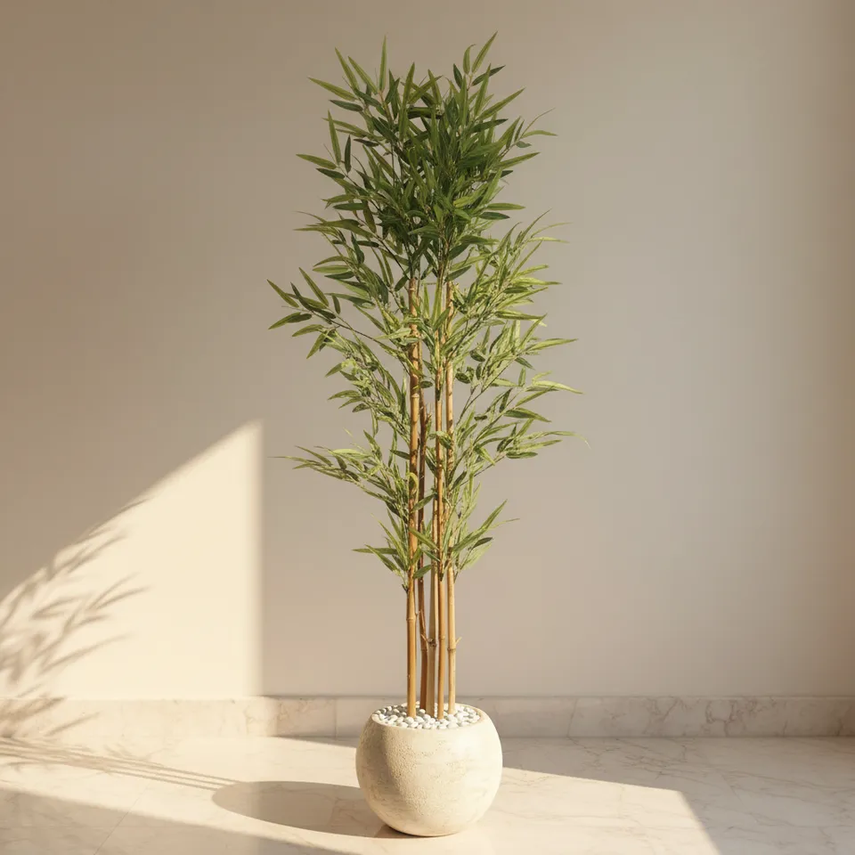 Greenea Evergreen Bamboo Plant With Black Fiber Pot - 4.9 Feet media 1