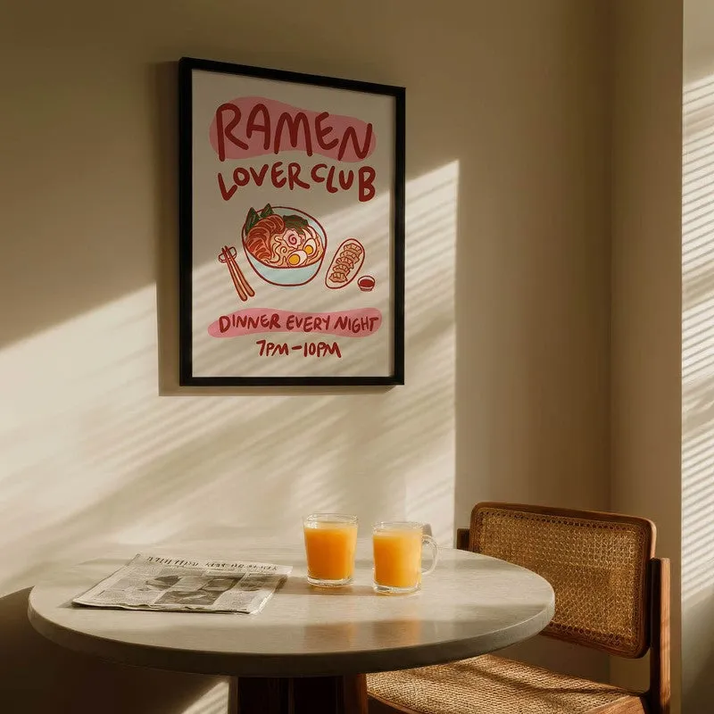 Ramen Club Archival Canvas Wall Art - Black media 5