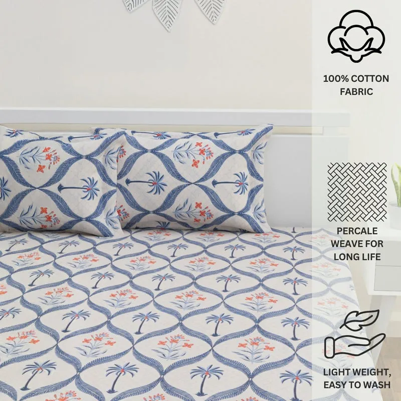 Suite Dreams Cotton Bedsheet (Blue) - 144 TC media 12