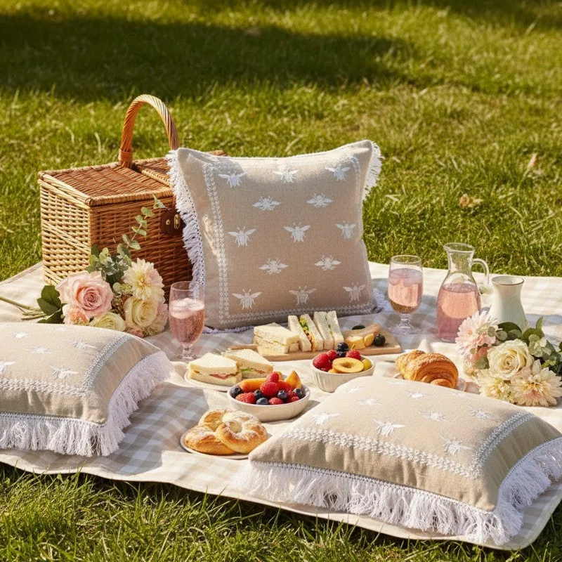 Bee in Parade Embroidered Cushion Cover - Set Of Two media 7