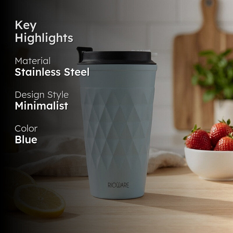 Rioware FacetSip Travel Stainless Steel Tumbler (350 ML) - Blue media 2