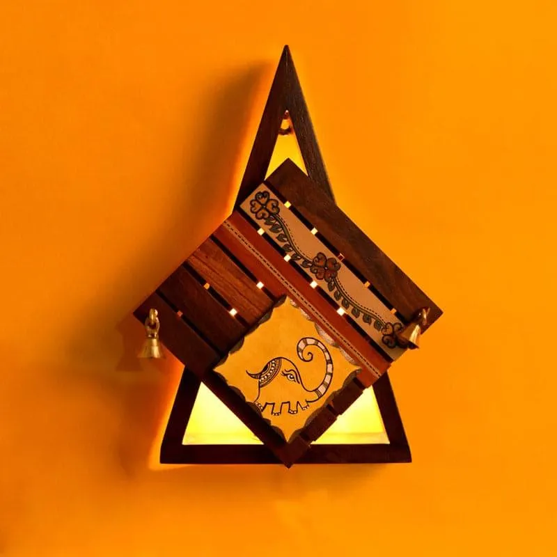 Akocha Tribal Wooden Wall Lamp media 1