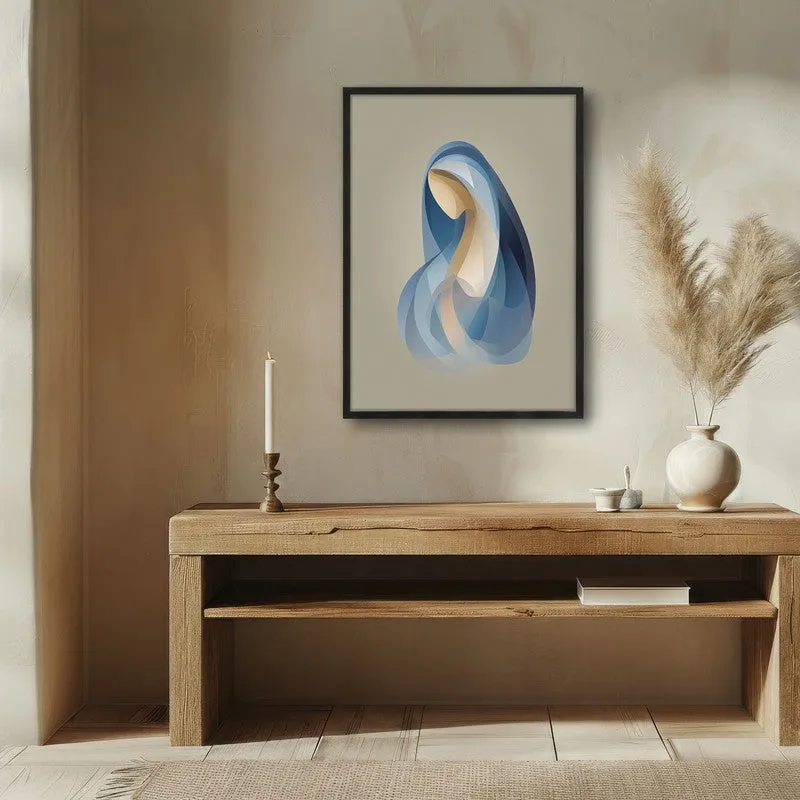 Holy Mary In Quiet Devotion Archival Paper Wall Painting With Black Frame media 1