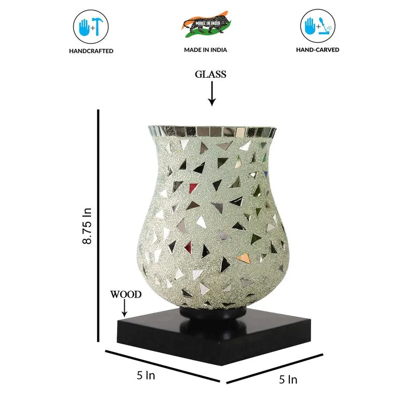Elunor Mosaic Glass Table Lamp With Wooden Base - Multicolor media 9