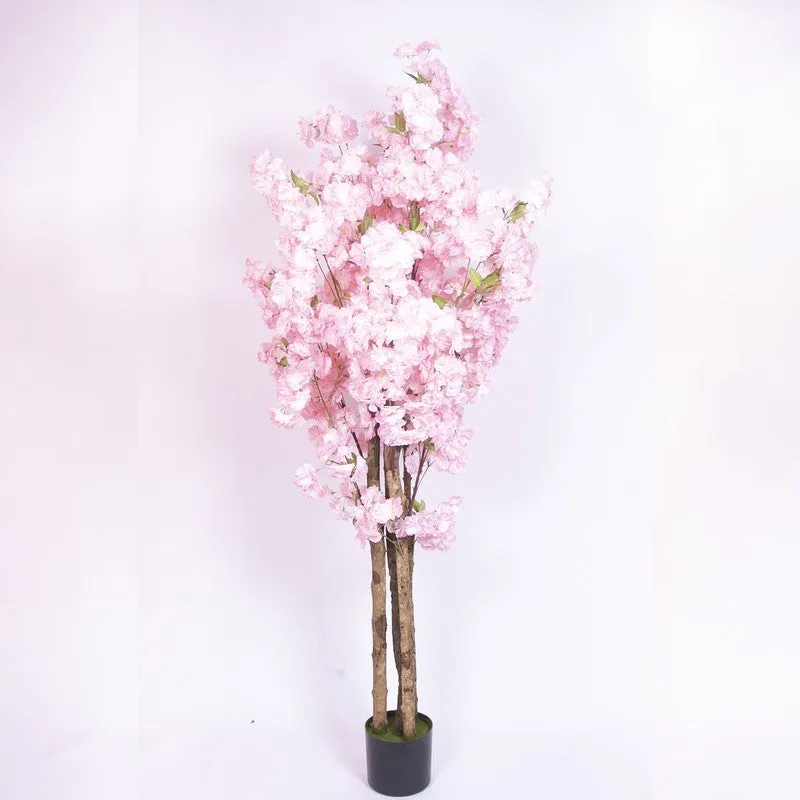 Dreamy Cheery Blossom Artificial Plant With Black Plastic Pot media 4