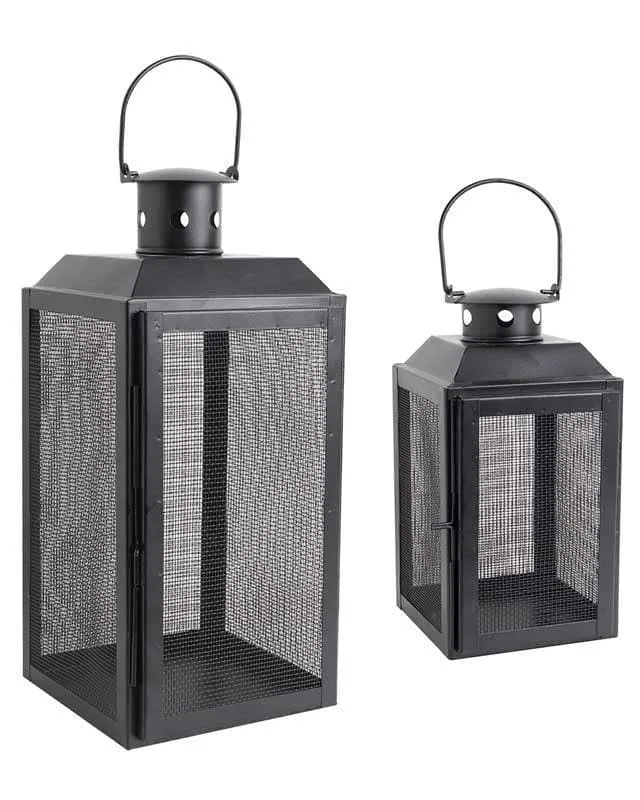 Iron Lady Lantern Metal Table Lamp (Black) - Set of Two media 4