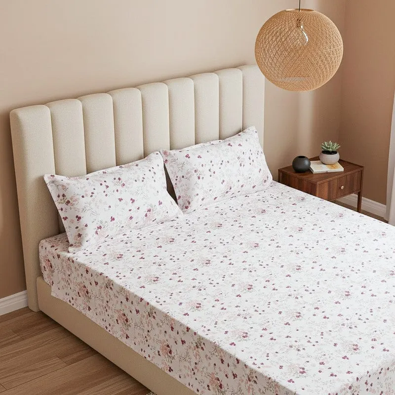 Vishva Floral Cotton Bedsheet (Pink) - 180 TC media 3